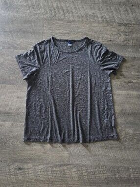 NWT Old Navy Luxe Charcoal Metallic Shimmer Luxe Short Sleeve Tee.